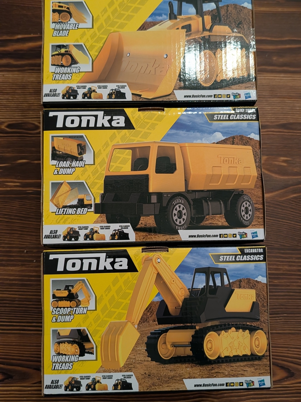 Tonka Lot Of 3 Steel Classics - Dump Truck, Bulldozer & Excavator Nib - Picture 2 of 2